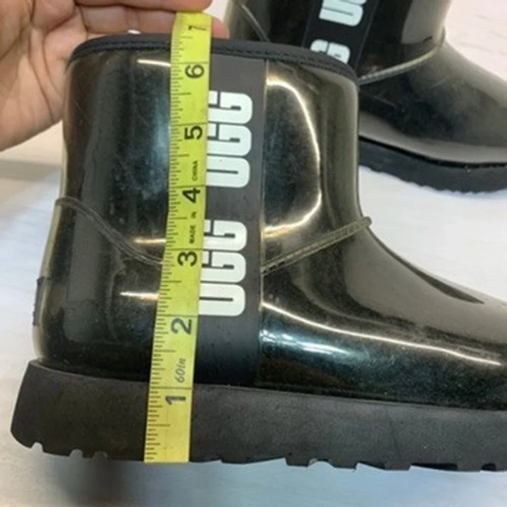 UGG Womens 7 Classic Clear Mini Waterproof Boots Black Translucent Rain Snow
